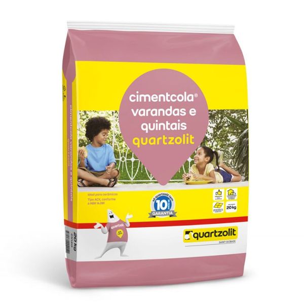 Argamassa Cimentcola para Varandas e Quintais Interno e Externo ACII 20kg Cinza Quartzolit