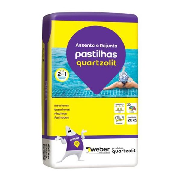 Argamassa Quartzolit para pastilhas externo e interno 5Kg branco